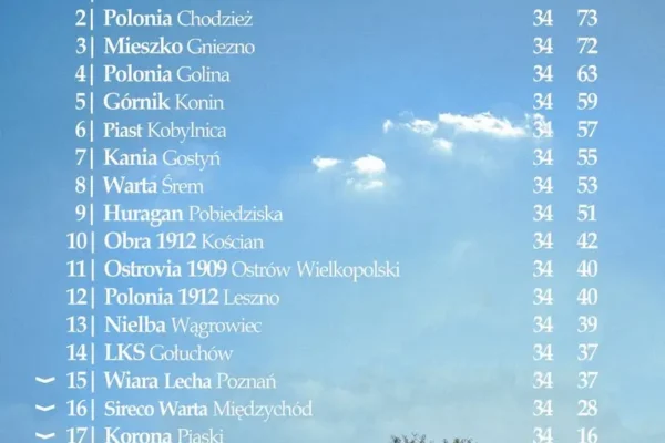 Warta Międzychód spada z IV ligi – koniec sezonu 2025/26