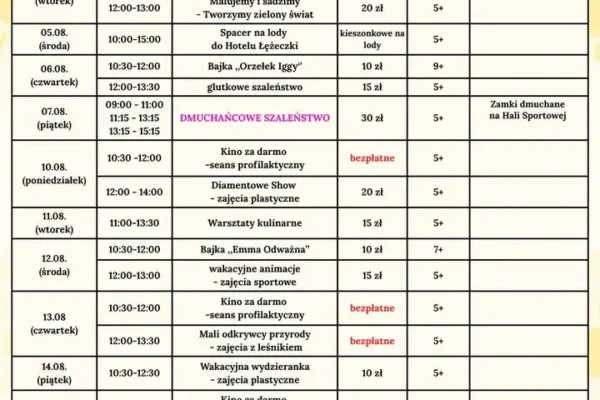 Sierpień w GOK Chrzypsko Wielkie: warsztaty, kino, dmuchańce i Festiwal Holi