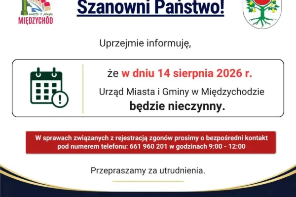 Urząd Miasta i Gminy w Międzychodzie nieczynny 14 sierpnia – ważne informacje dla mieszkańców