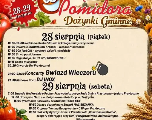 Dni Przytocznej 2026: Święto Pomidora, Dożynki i gwiazdy polskiej sceny