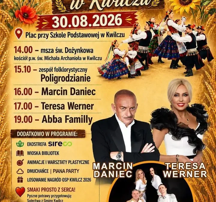 Dożynki Gminne w Kwilczu – święto plonów już 30 sierpnia