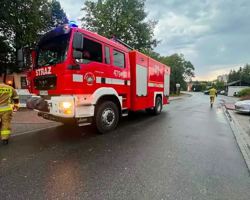 OSP Sieraków usuwa skutki burzy w gminie Dobczyce