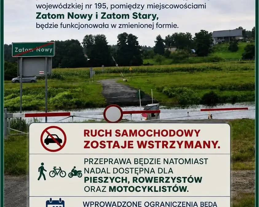 Zmiany w przeprawie promowej Zatom Nowy – Zatom Stary od 24 sierpnia