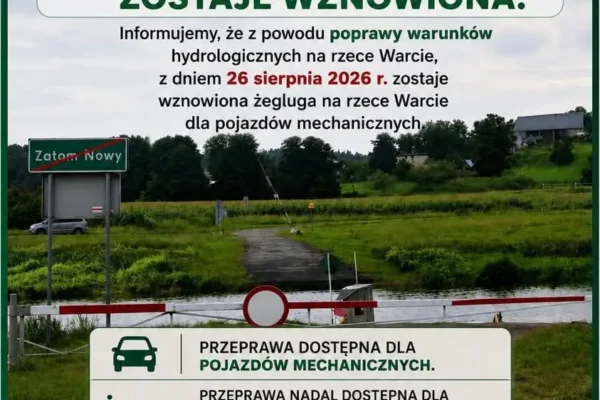 Przeprawa promowa na Warcie w Zatomiu Nowym i Starym – od środy także dla samochodów