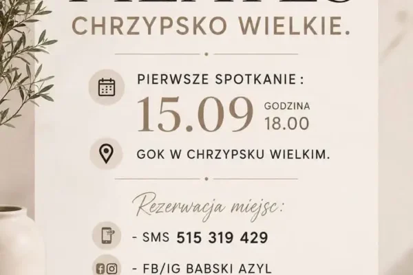 Zapisy na Babski Azyl Pilates w GOK Chrzypsko – start 15 września