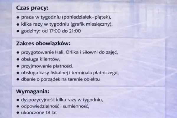 Praca dorywcza w Hali Sportowej w Chrzypsku Wielkim – trwa nabór
