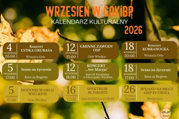 Kalendarz kulturalny gminy Chrzypsko Wielkie na wrzesień 2026