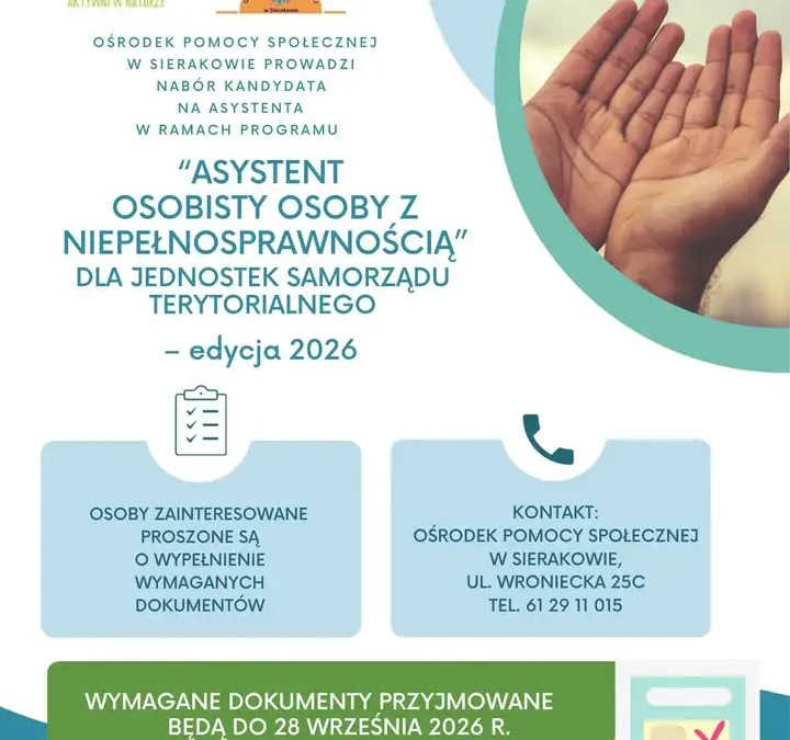 Sieraków: OPS szuka asystenta osobistego osoby z niepełnosprawnością