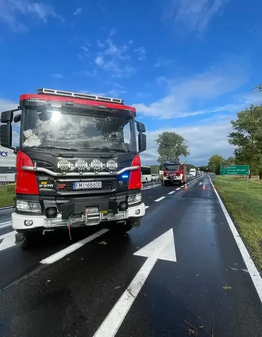 Nawałnica w Chełmicku: dwa drzewa na drodze krajowej nr 24