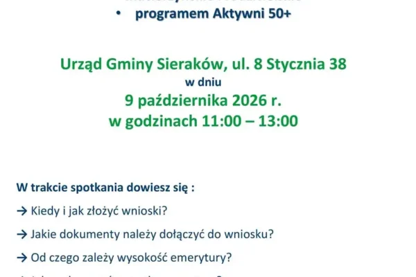Sieraków: spotkanie z ekspertem ZUS o świadczeniach chorobowych i programie Aktywni 50+