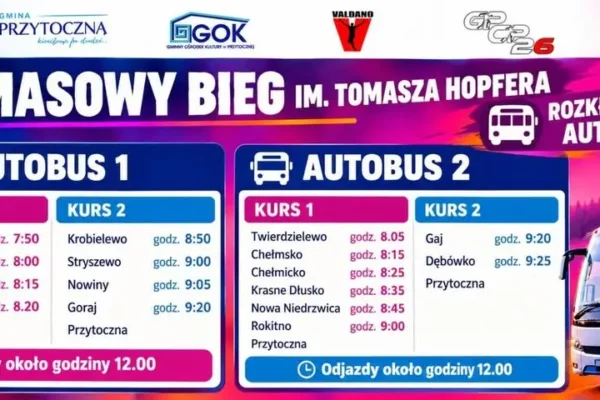 43. Masowy Bieg im. Tomasza Hopfera w Przytocznej – darmowe autobusy dla kibiców i biegaczy