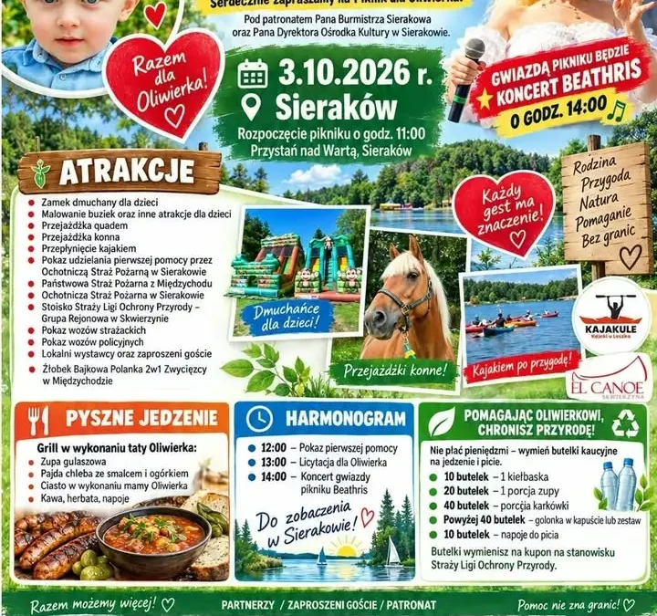Sieraków łączy siły: piknik charytatywny dla Oliwiera Putas już 3 października