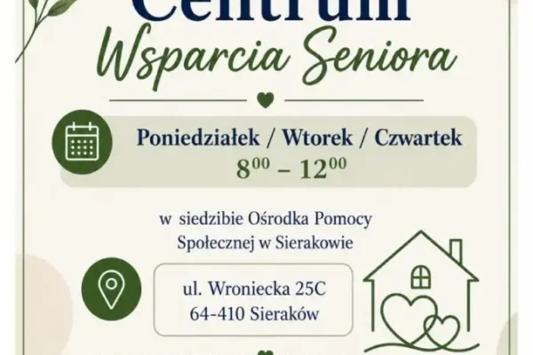 Centrum Wsparcia Seniora w Sierakowie — nowy punkt pomocy dla seniorów i ich rodzin