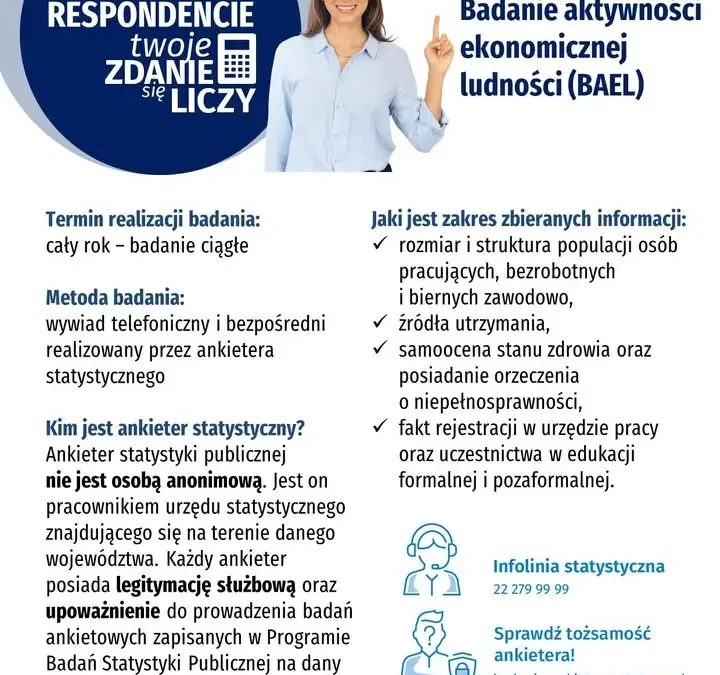 GUS prowadzi badanie o rynku pracy. Mieszkańcy gminy Kwilcz mogą zostać ankieterami… a raczej respondentami