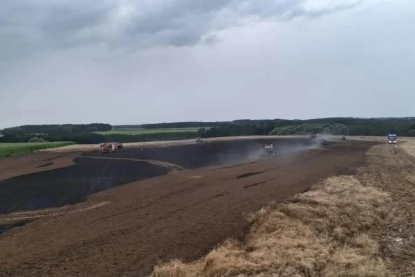 Pożar zboża na pniu w Białczu — akcja siedmiu zastępów OSP i JRG