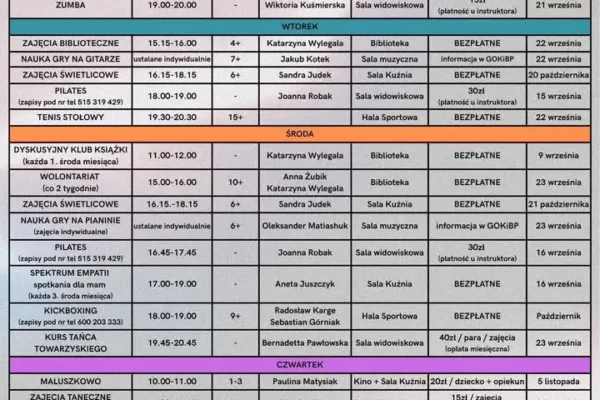 Nowy plan zajęć w GOKiB Chrzypsko Wielkie – sprawdź ofertę!